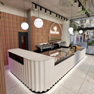 Quầy cafe lam sóng