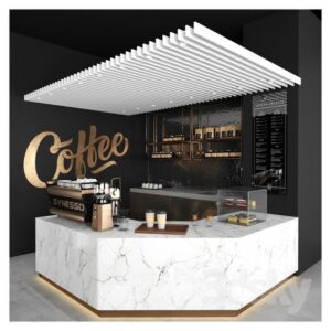 Quầy pha chế cafe màu đá